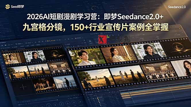 （19055期）2026AI短剧漫剧学习营：即梦Seedance2.0+九宫格分镜，150+行业宣传片案例全掌握-新发现资源网