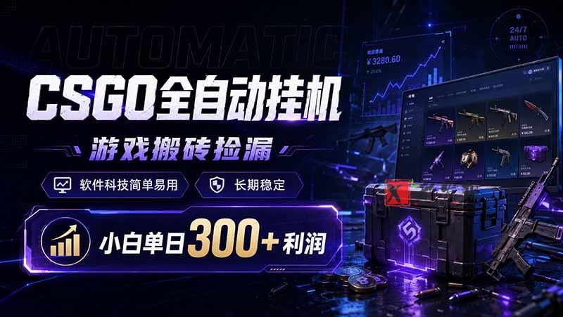 （19066期）CSGO全自动挂机，游戏搬砖捡漏，软件科技简单易用，长期稳定，小白单日300+利润-新发现资源网