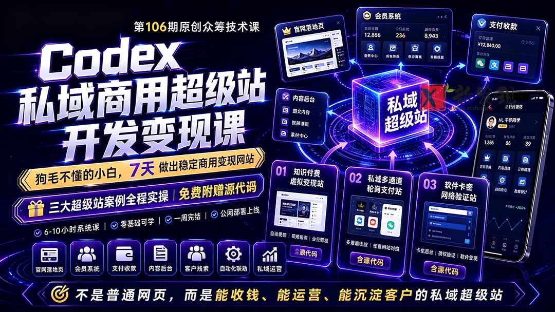 （19067期）Codex私域商用超级站Ai开发变现课106期：不是普通网站，而是能收钱，能运营，能沉淀客户的私域超级站-新发现资源网