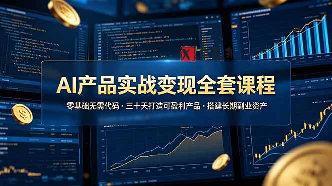 （19074期）AI产品实战变现全套课程，零基础无需代码，三十天打造可盈利产品搭建长期副业资产-新发现资源网