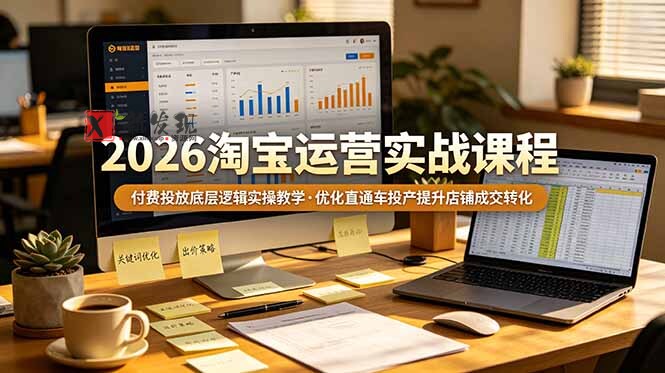 （19075期）2026 淘宝运营实战课程，付费投放底层逻辑实操教学，优化直通车投产提升店铺成交转化-新发现资源网