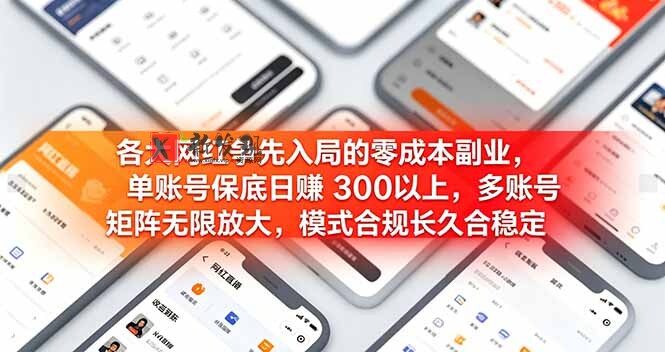 （19092期）各大网红争先入局的零成本副业，单账号保底日赚 300 以上，多号矩阵可放大，模式合规长久稳定！-新发现资源网