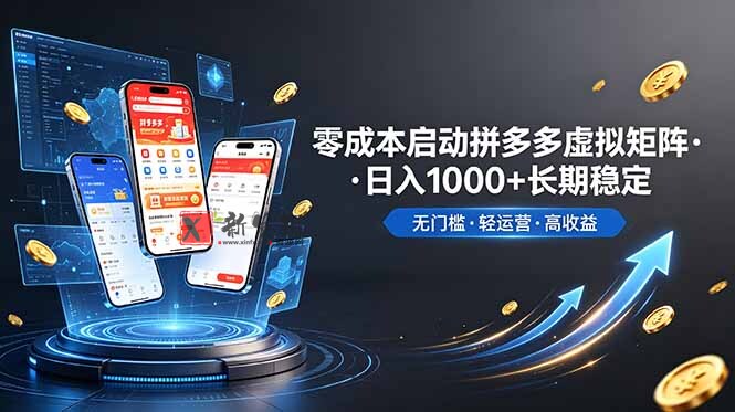 （19098期）不用投资大额本钱零成本启动，做拼多多虚拟矩阵，长期稳定！轻松维持日入 1000-新发现资源网