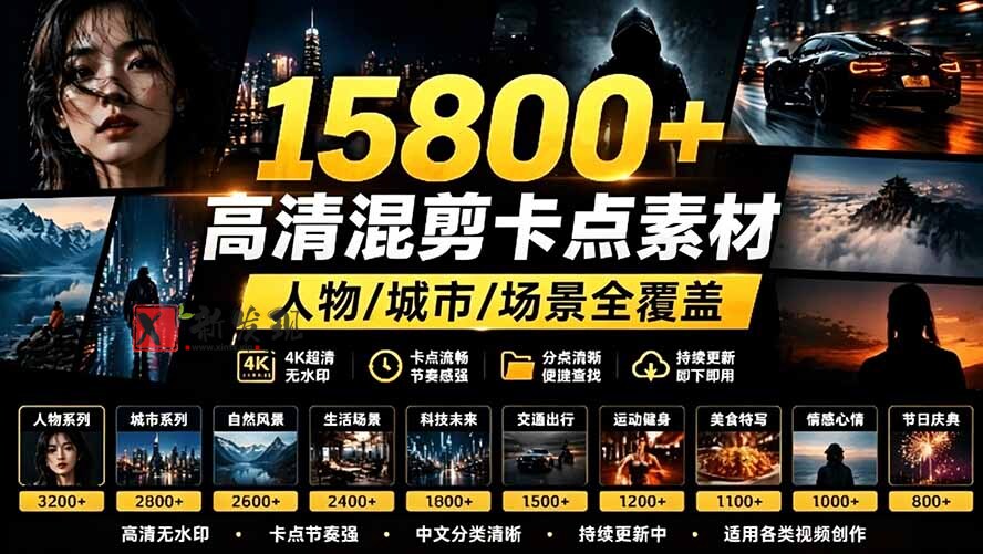 (19120期)【影视剪辑素材合集】15800+高清混剪卡点|热门影视精彩片段|人物/城市/场景全覆盖,中文分类清晰 (19120期)【影视剪辑素材合集】15800+高清混剪卡点|热门影视精彩片段|人物/城市/场景全覆盖,中文分类清晰