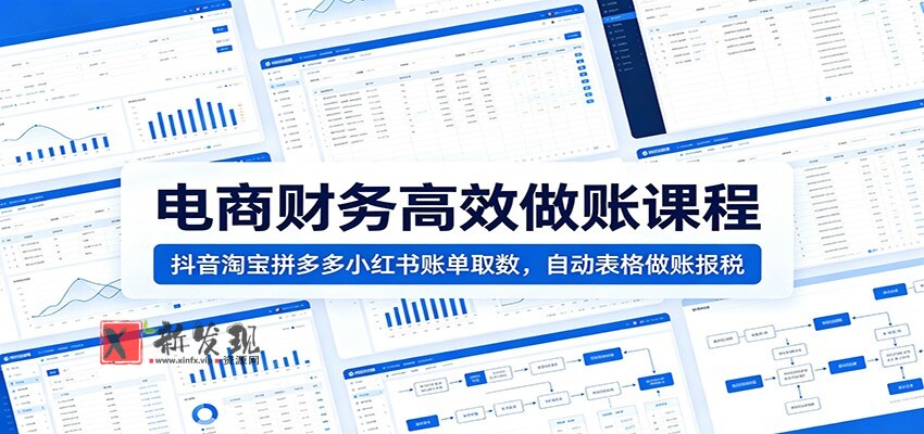 电商财务高效做账课程:抖音淘宝拼多多小红书账单取数,自动表格做账报税 电商财务高效做账课程:抖音淘宝拼多多小红书账单取数,自动表格做账报税