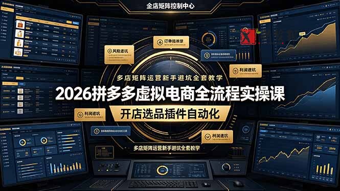 （19136期）2026拼多多虚拟电商全流程实操课，开店选品插件自动化，多店矩阵运营新手避坑全套教学-新发现资源网