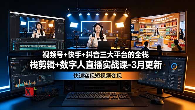 (19146期)视频号+快手+抖音三大平台的全栈剪辑+数字人直播实战课-3月更新:快速实现短视频变现 (19146期)视频号+快手+抖音三大平台的全栈剪辑+数字人直播实战课-3月更新:快速实现短视频变现