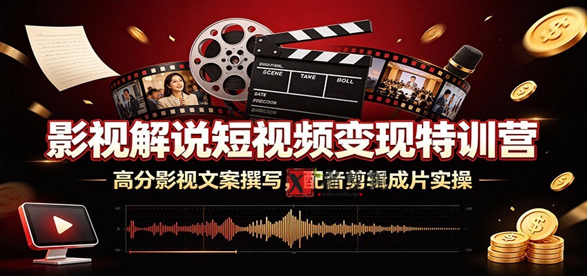 影视解说短视频变现特训营：高分影视文案撰写，配音剪辑成片实操-新发现资源网