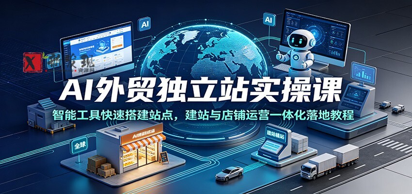 AI外贸独立站实操课：智能工具快速搭建站点，建站与店铺运营一体化落地教程-新发现资源网