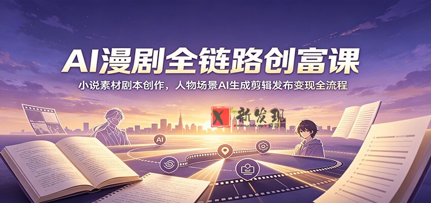 AI漫剧全链路创富课:小说素材剧本创作,人物场景AI生成剪辑发布变现全流程-新发现资源网