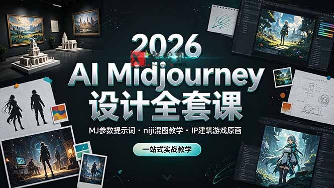(19209期)2026 AI Midjourney设计全套课,MJ参数提示词niji混图教学,IP建筑游戏原画一站式实战教学 (19209期)2026 AI Midjourney设计全套课,MJ参数提示词niji混图教学,IP建筑游戏原画一站式实战教学