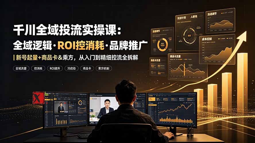 (19249期)千川全域投流实操课:全域逻辑·ROI控消耗·品牌推广|新号起量+商品卡&乘方,从入门到精细控流全拆解-新发现资源网