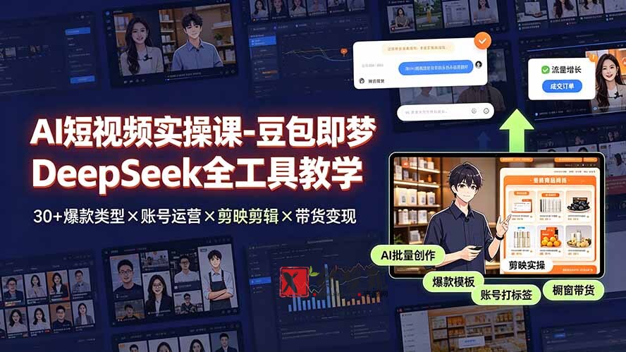 (19261期)AI短视频实操课-豆包即梦DeepSeek全工具教学 | 30+爆款类型×账号运营×剪映剪辑×带货变现。 (19261期)AI短视频实操课-豆包即梦DeepSeek全工具教学 | 30+爆款类型×账号运营×剪映剪辑×带货变现。