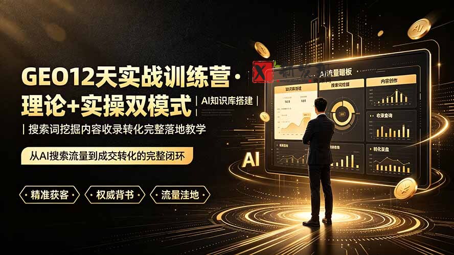 （19277期）GEO12天实战训练营·理论+实操双模式｜AI知识库搭建｜搜索词挖掘内容收录转化完整落地教学-新发现资源网