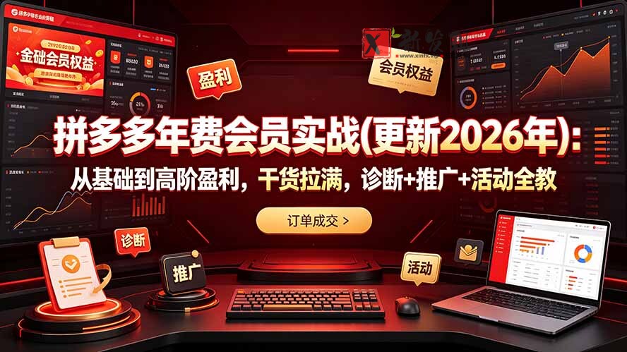 (19290期)拼多多年费会员实战(更新2026年):从基础到高阶盈利,干货拉满,诊断+推广+活动全教-新发现资源网