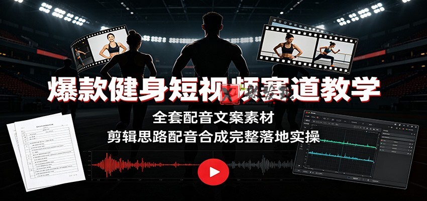爆款健身短视频赛道教学：全套配音文案素材，剪辑思路配音合成完整落地实操-新发现资源网