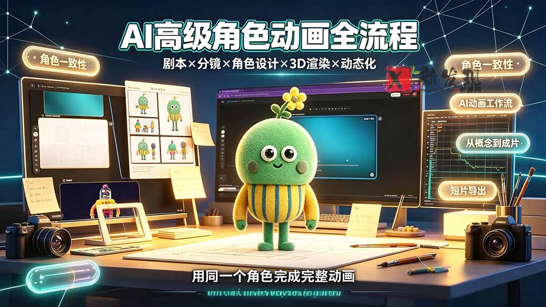 （19304期）AI高级角色动画全流程：剧本×分镜×角色设计×3D渲染×动态化，从概念到成片一站式教学-新发现资源网