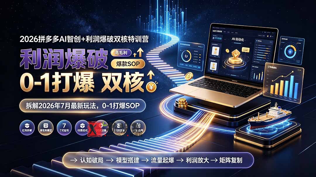 (19391期)2026拼多多AI智创+利润爆破双核特训营-更新:拆解2026年7月最新玩法,0-1打爆SOP-新发现资源网