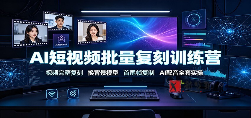 AI短视频批量复刻训练营：视频完整复刻，换背景模型、首尾帧复制、AI配音全套实操-新发现资源网