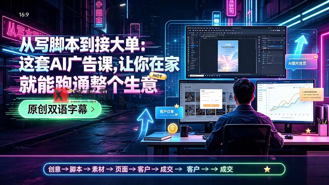 (19318期)从写脚本到接大单:这套AI广告课,让你在家就能跑通整个生意【原创双语字幕】-新发现资源网