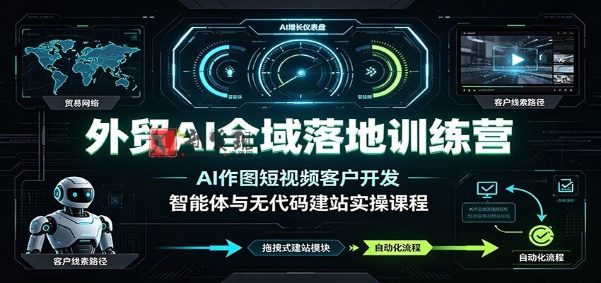 外贸AI全域落地训练营:AI作图短视频客户开发,智能体与无代码建站实操课程-新发现资源网