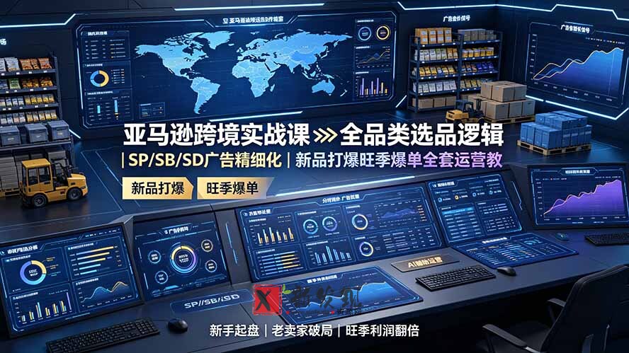 (19352期)亚马逊跨境实战课:全品类选品逻辑|SP/SB/SD广告精细化|新品打爆旺季爆单全套运营教程-新发现资源网