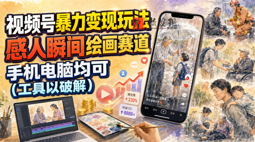 视频号暴力变现玩法,感人瞬间绘画赛道,手机电脑均可 视频号暴力变现玩法,感人瞬间绘画赛道,手机电脑均可