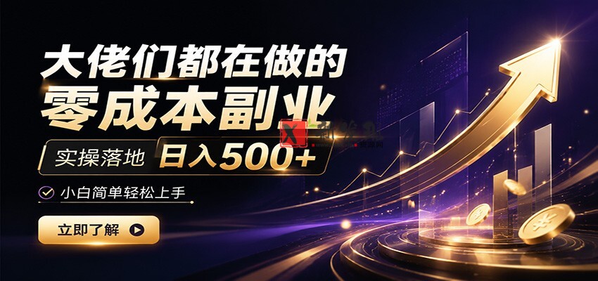 大佬们都在做的零成本副业,实操落地日入500+,小白一秒上手-新发现资源网