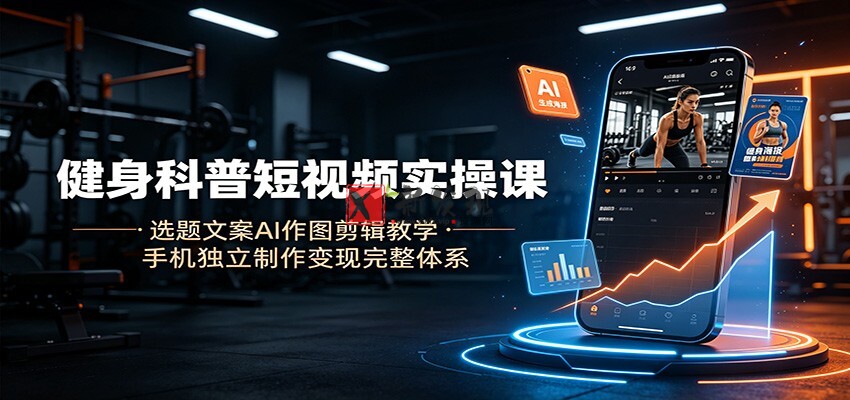 健身科普短视频实操课:选题文案AI作图剪辑教学,手机独立制作变现完整体系-新发现资源网