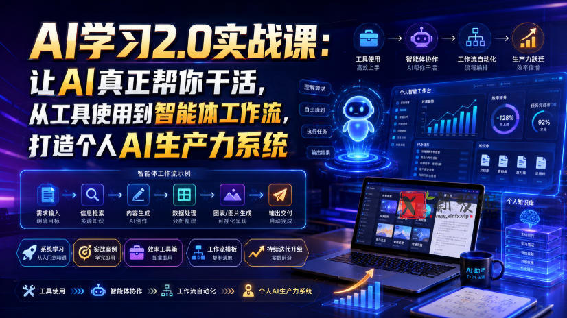AI学习2.0实战课:让AI真正帮你干活,从工具使用到智能体工作流,打造个人AI生产力系统-新发现资源网