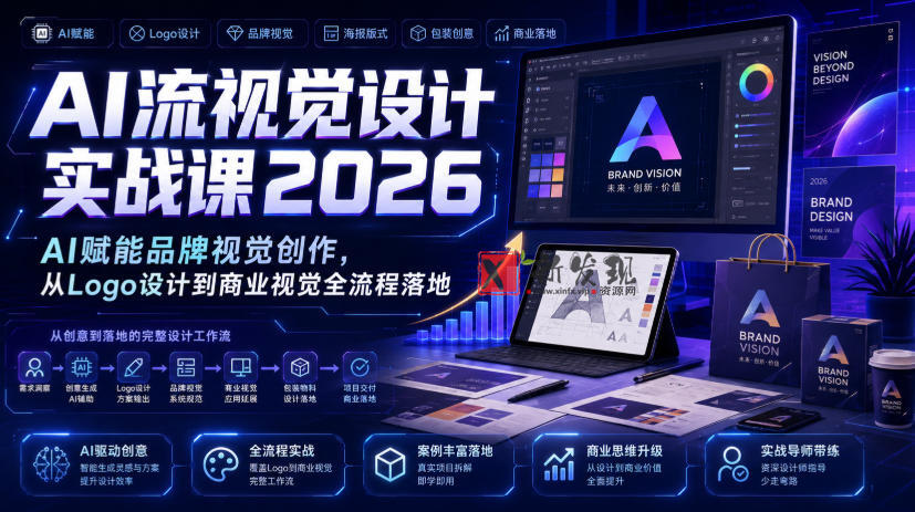 AI流视觉设计实战课2026:AI赋能品牌视觉创作,从Logo设计到商业视觉全流程落地-新发现资源网