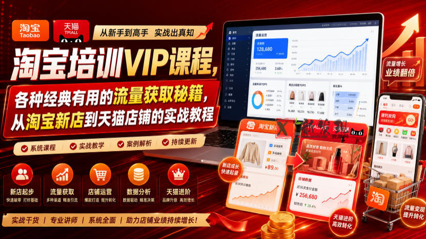 淘宝培训VIP课程,各种经典有用的流量获取秘籍,从淘宝新店到天猫店铺的实战教程(更新7月) 淘宝培训VIP课程,各种经典有用的流量获取秘籍,从淘宝新店到天猫店铺的实战教程(更新7月)