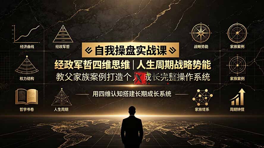 (19398期)自我操盘实战课✧经政军哲四维思维|人生周期战略势能|教父家族案例打造个人成长完整操作系统-新发现资源网