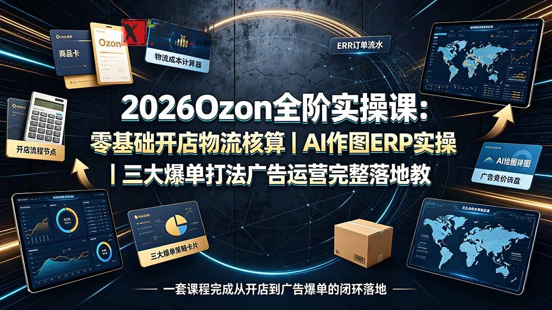 (19400期)2026Ozon全阶实操课:零基础开店物流核算|AI作图ERP实操|三大爆单打法广告运营完整落地教程-新发现资源网