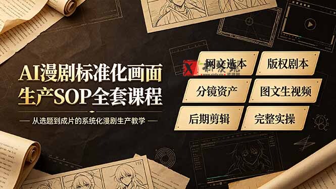 (19401期)AI漫剧标准化画面生产SOP全套课程-更新,网文选本版权剧本分镜资产全覆盖,图文生视频后期剪辑完整实操教学-新发现资源网