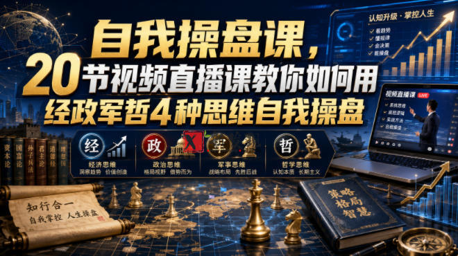 自我操盘课,20节视频直播课教你如何用经政军哲4种思维自我操盘-新发现资源网