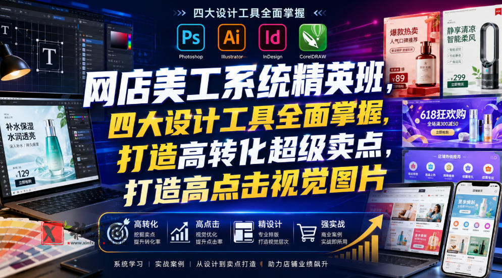 网店美工系统精英班，四大设计工具全面掌握，打造高转化超级卖点，打造高点击视觉图片（2026年7月）-新发现资源网