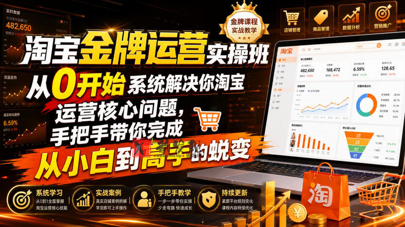 淘宝金牌运营实操班,从0开始系统解决你淘宝运营核心问题,手把手带你完成从小白到高手的蜕变(2026年7月)-新发现资源网