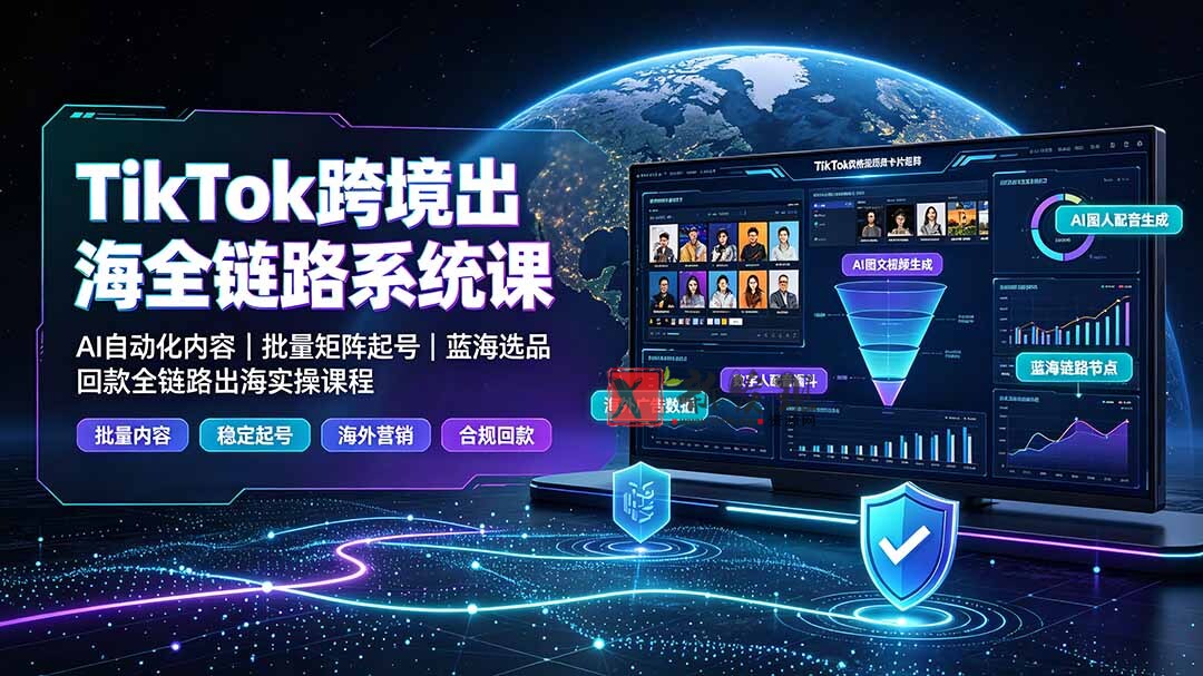 (19425期)TikTok跨境出海全链路系统课-2026年7月:AI自动化内容|批量矩阵起号|蓝海选品回款全链路出海实操课程-新发现资源网