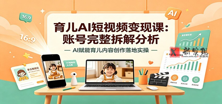 育儿AI短视频变现课:账号完整拆解分析,AI赋能育儿内容创作落地实操-新发现资源网
