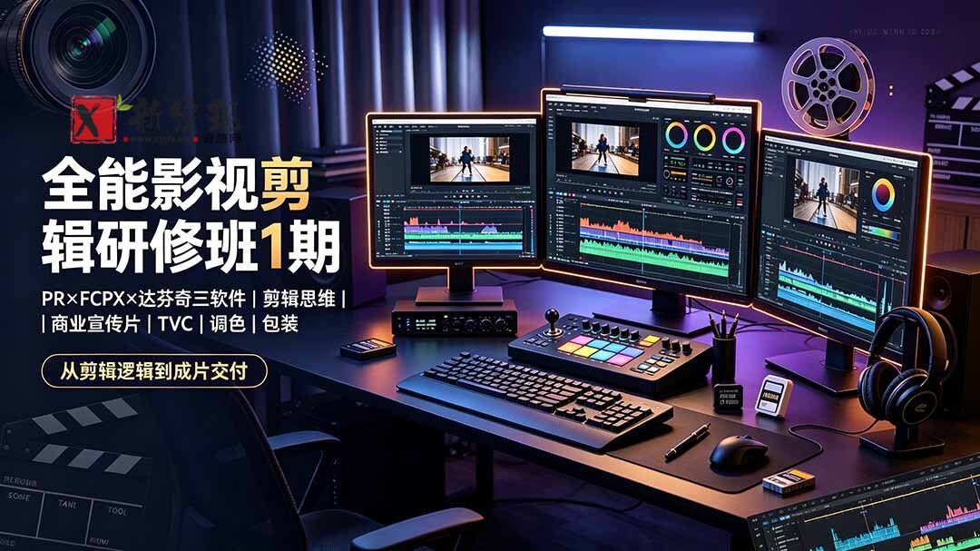 (19451期)全能影视剪辑研修班1期-无水印:PR×FCPX×达芬奇三软件×剪辑思维×商业宣传片×TVC×调色×包装,全链路系统课-新发现资源网