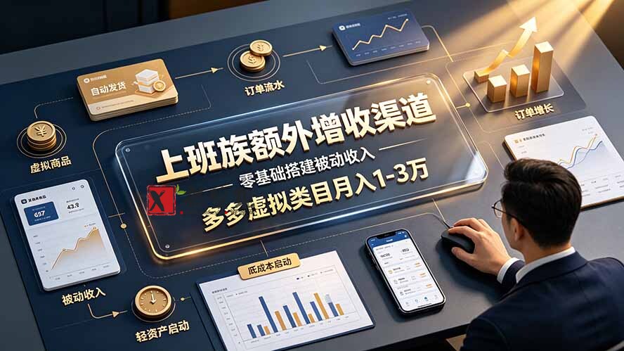 (19452期)上班族额外增收渠道,零基础搭建被动收入,多多虚拟类目月入 1-3 万-新发现资源网
