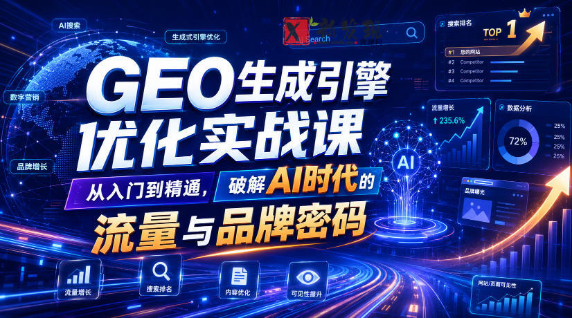GEO生成引擎优化实战课,从入门到精通,破解AI时代的流量与品牌密码-新发现资源网