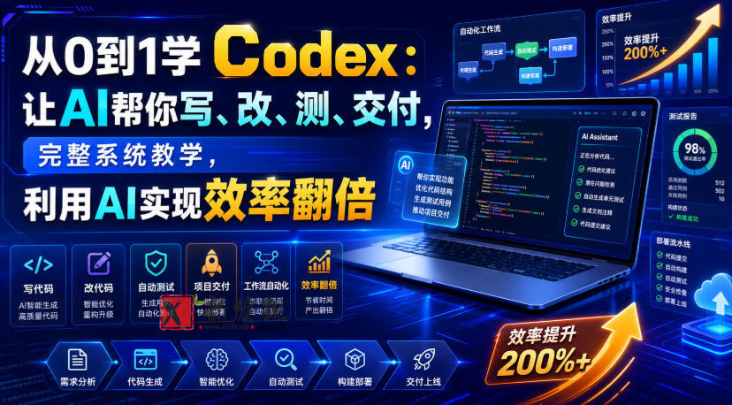 从0到1学Codex：让AI帮你写、改、测、交付，完整系统教学，利用AI实现效率翻倍-新发现资源网