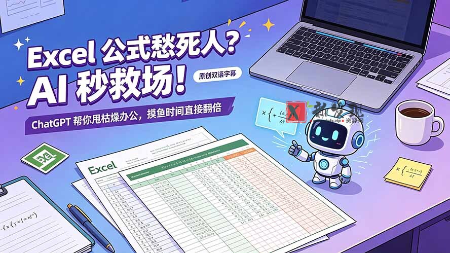 (19487期)Excel 公式愁死人?AI 秒救场!ChatGPT 帮你甩枯燥办公,摸鱼时间直接翻倍【原创双语字幕】-新发现资源网