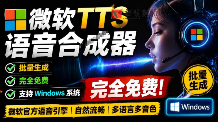 微软TTS免费语音配音生成器,完全免费,支持多语音、多音色选择,Windows系统专用TTS语音合成器-新发现资源网