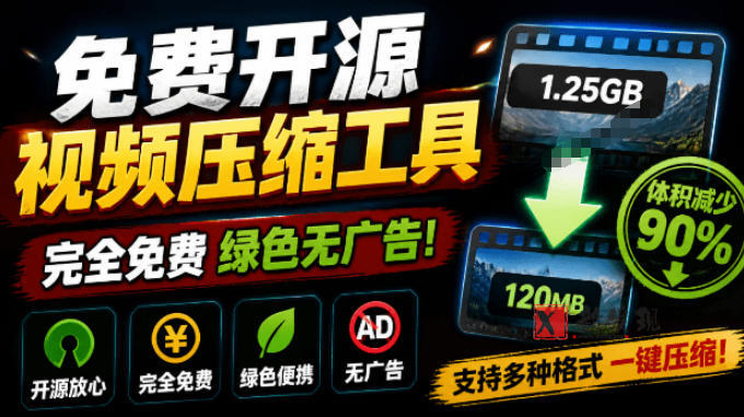 Github开源视频压缩瘦身工具,轻松压缩90%,并保持画质清晰,完全免费绿色无广告!VideoSlim-新发现资源网