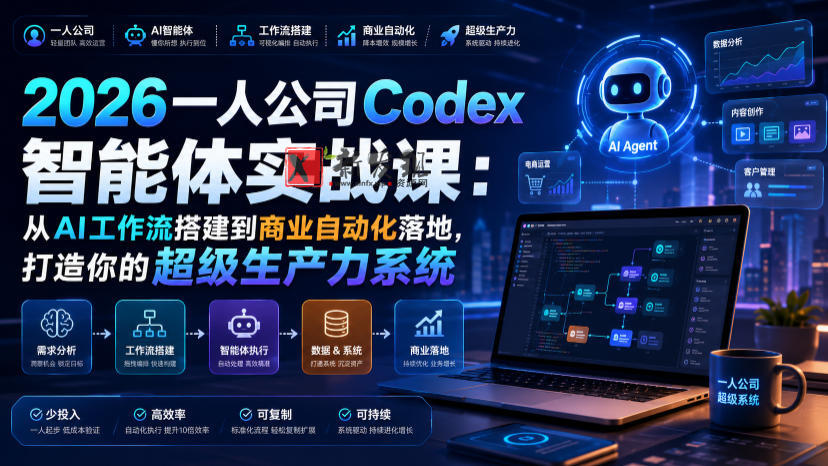 2026一人公司Codex智能体实战课:从AI工作流搭建到商业自动化落地,打造你的超级生产力系统-新发现资源网
