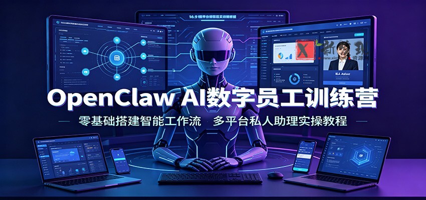 OpenClaw AI数字员工训练营:零基础搭建智能工作流,多平台私人助理实操教程-新发现资源网