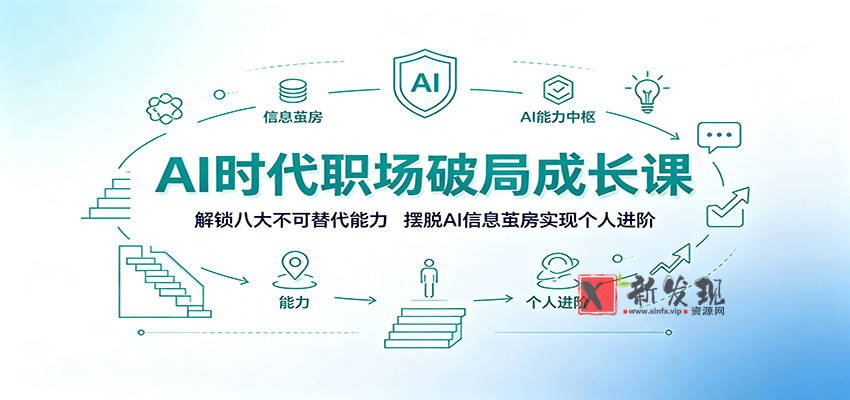 AI时代职场破局成长课：解锁八大不可替代能力，摆脱AI信息茧房实现个人进阶-新发现资源网